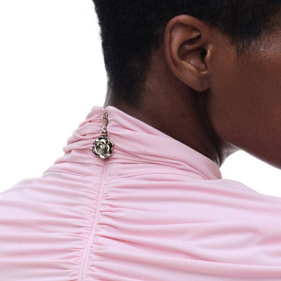 NWT H&M X Magda Butrym Rose-Appliquéd Mock Turtleneck Dress - Picture 16 of 16